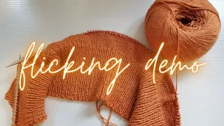 how I knit: flicking demonstration in knit, purl, and 1x1 rib