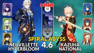 New 4.6 Spiral Abyss│Neuvillette Hyperbloom & Kazuha National | Floor 12 - 9 Stars | Genshin Impact