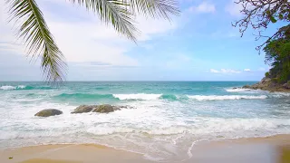 4K UHD Ocean Waves Crashing on Beach and Rocks  | White Noise for Relaxation, Study & Sleep