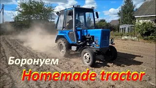 Самодельный трактор Mercedes боронуем Homemade tractor