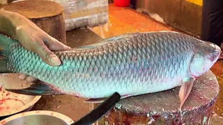 Amazing Big Rohu Fish Cutting Skills In Fish Market | Fish Cutting Skills