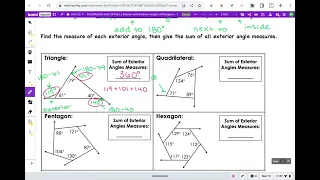 Unit 10 Part 1 Learning Target 2 Note Video #1 -- Sum of Exterior Angles Activity