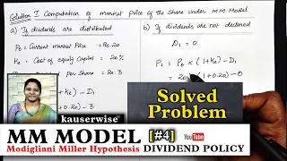 MM Model | Dividend Policy | Modigliani Miller Hypothesis | Solved Problem | By Kauserwise