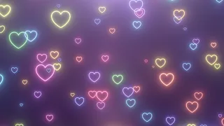 Simple Falling Neon Glow Hearts Rainbow Electric Fluorescent Lights 4K 60fps Wallpaper Background
