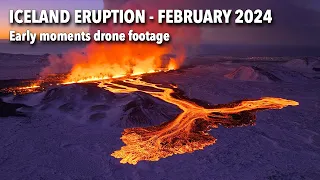 Iceland Volcano Eruption Drone Footage - February 8th 2024 - Sundhnúkagígaröðin Crater Row