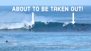 Surfer Takes Out Two Drop Ins! Padang Padang, Bali