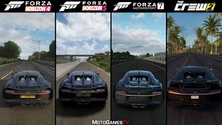 Forza Horizon 4 vs Horizon 5 vs Forza 7 vs The Crew 2 - Bugatti Chiron Sound Comparison