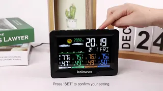 Kalawen Weather Stations Wireless Indoor Outdoor Weather Forecast Station with Color LCD Display