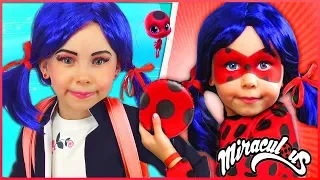 Alice in Costumes Marinette & Ladybug Pretend Play superhero in real life