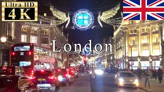 🇬🇧🎄London Christmas Walk - Regent Street Christmas Lights 2019 - 【4K 60fps】