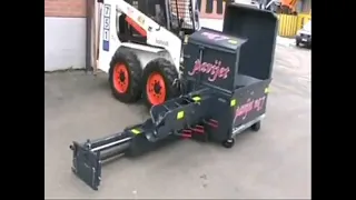 Pavijet MG7 small asphalt paver attached on skid loader, how it works