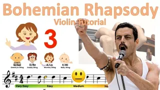 Bohemian Rhapsody (easy version) sheet music and easy violin tutorial