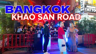 Khaosan road Bangkok Thailand .nightlife walk 4k