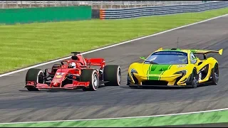 Ferrari F1 2018 vs McLaren P1 GTR - Monza