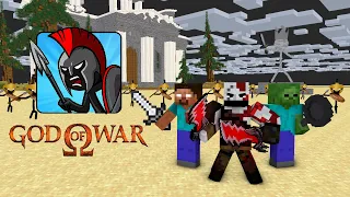 GOD OF WAR & STICK WAR VS KRATOS CHALLENGE - MINECRAFT