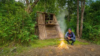 Building The Most Beautiful Log Cabin House in The Wood, Girl Living Off The Grid