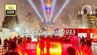 Snowy Sapporo 2023 Walking Tour - Hokkaido Japan [4K/HDR/Binaural]