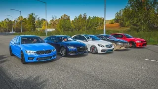 FH4 Drag Race | BMW M5 vs AMG GT4 vs Audi RS7 vs Dodge Charger vs AMG E63!!!