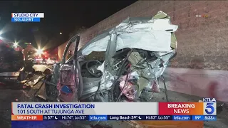 Car split in half in Studio City fatal crash