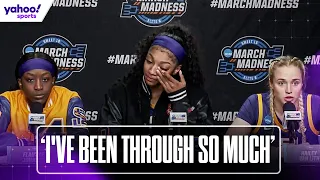 ANGEL REESE, FLAU'JAE JOHNSON and HAILEY VAN LITH speak out after LSU's loss to Iowa | Yahoo Sports