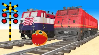 【踏切アニメ】あぶない電車 vs PACMAN🚦 Fumikiri 3D Railroad Crossing Animation #1