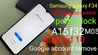 Samsung galaxy F34 A13 M05 Google account remove FRP bypass unlock without pic pettan lock remov, 💯🔐