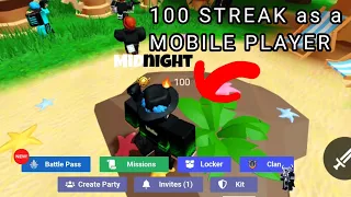 I GOT 100 STREAK as a MOBILE PLAYER! (Roblox BedWars)