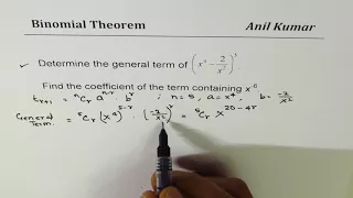 Determine the general term and find coefficient of x