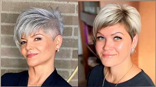 Grey Short Pixie Haircuts Style For Age Plus Women +40 +50 +60 +70 | hairstyles for short hair