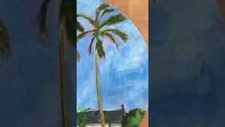 Palm Trees at Rose Bay Beach. Acrylic on canvas board 12”