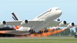 A380 Pilot Had Trouble Taking Off After 4 Engines Caught On Fire | XP11