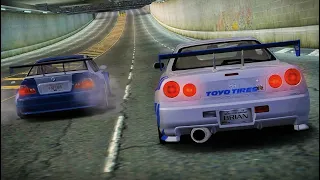 Razor vs Brian / Bmw M3 GTR vs Nissan Skyline GTR R34 (Final Races in NFS MW)