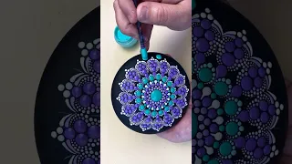 Purple and Teal dot mandala rock painting #art #painting #mandalapainting #satisfying #artist #craft