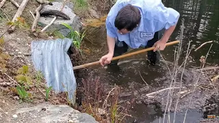 Removing Large Blockage, Flooding Over Road, Caused By Broken Beaver Proof Intake Structure