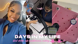 Days in my Life | Nail tech vlog,working a 9-5, client chats, Acrylic press on, maintenance etc.