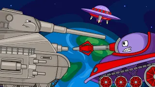 Leviathan vs Space Invaders. Cartoons About Tanks