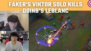 Faker's Viktor solo kills Doinb's LeBlanc twice | T1 Stream Moments