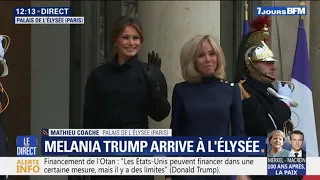 Mélania Trump est arrivée à son tour à l'Elysée, accueillie par Brigitte Macron