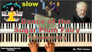 Tchaikovsky - Dance of the Sugar Plum Fairy - Slow Easy Piano Tutorial (The Nutcracker Suite)