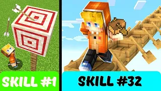 I LEARNED 32 SKILLS OF PROFESSIONALS in 24 HOURS in Minecraft...