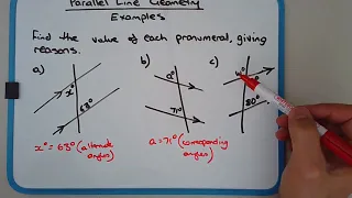 [0219] Geometry - Examples of Angles on Parallel Lines (alternate, corresponding and co-interior)