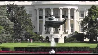 Obama's helicopter arrival and landing at the White House in Washington DC