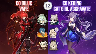 NEW SPIRAL ABYSS 4.1 - C0 Diluc Vape x C0 Keqing Cat Girl Aggravate Full Star Clear!