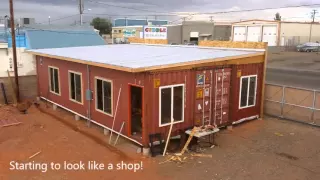 Shipping Container Building by Lake Powell Paddleboards in Page, AZ