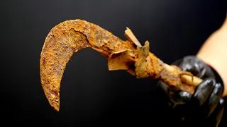 Antique Sickle Restoration With Long Handle - De Useful Hand