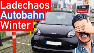 Schlechte Idee - Mit dem Elektro Smart EQ im Winter auf die Autobahn