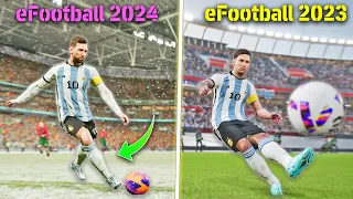 eFootball 2024 vs eFootball 2023 - Graphics Comparison ✅ Celebration, Gameplay | Fujimarupes