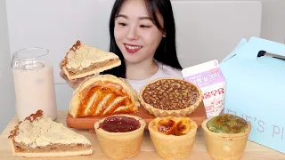 SUB) ASMR Pie & Tart Mukbang 🍎  Apple Pie, Egg Tart, Walnut Pie, Strawberry Matcha Bread Dessert