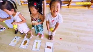 flashcard games with cups and balls | teaching ESL in China