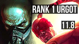 URGOT vs LEE SIN (TOP) (DEFEAT) | Rank 1 Urgot, Godlike | NA Challenger | v11.8